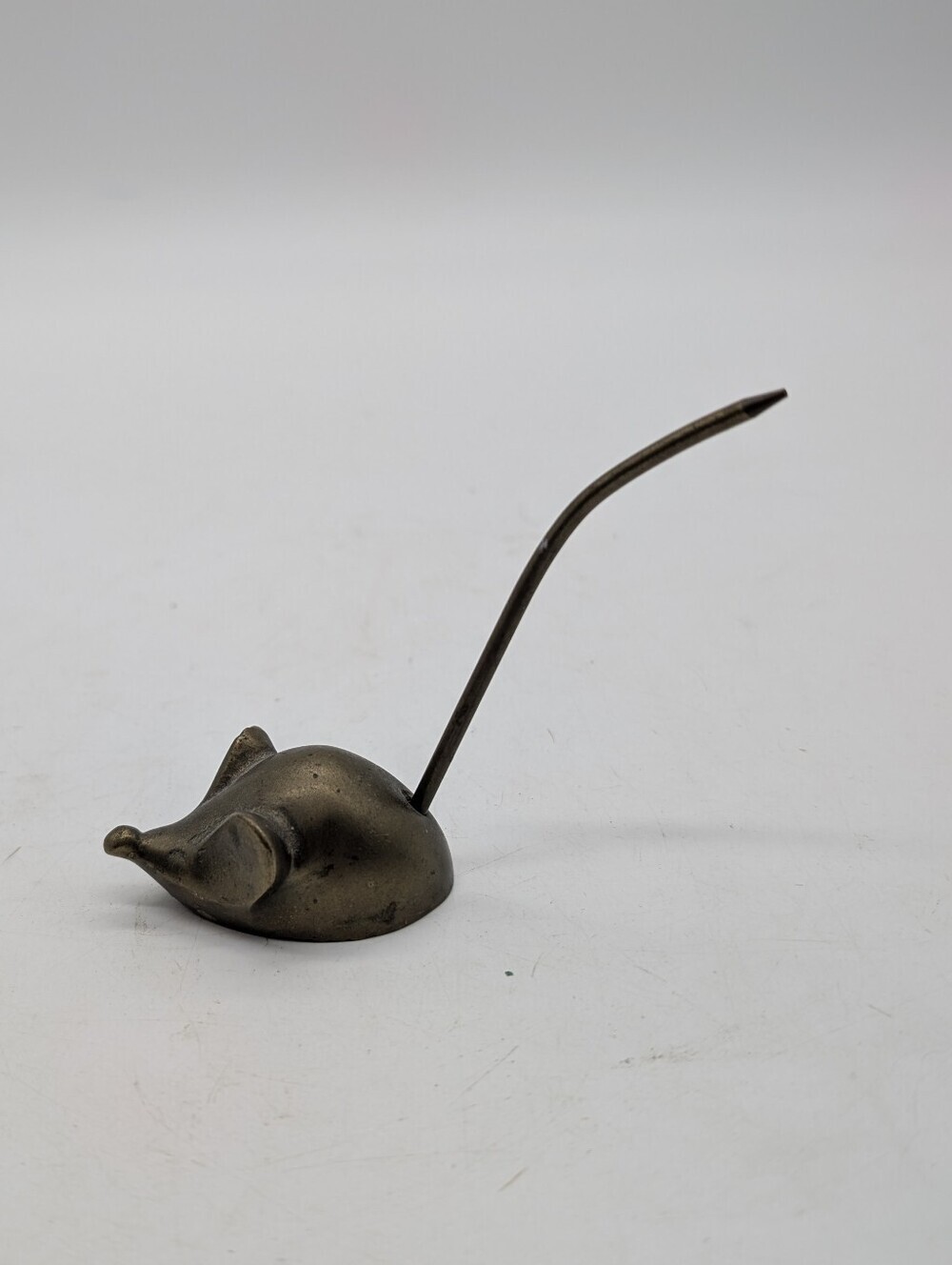 Vintage Brass Mouse Receipt Holder Note Spindle Paperweight | Mid-Century Modern